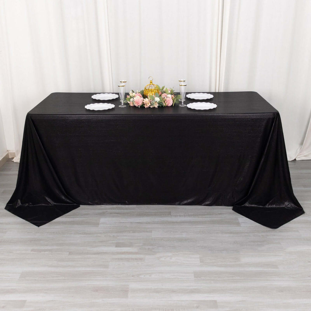 90x132 Inch Rectangular Oblong Sequin Dots Polyester Tablecloth Black