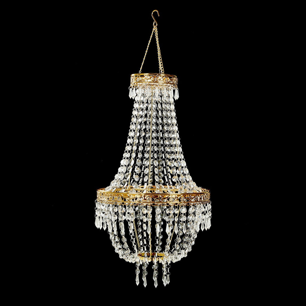 5ft Empire Style Beaded Crystal Chandelier Gold
