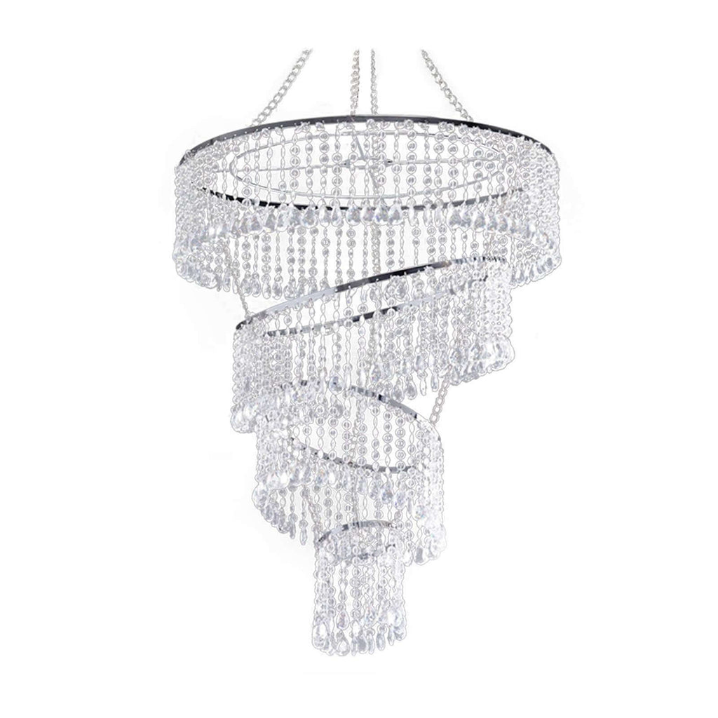24" 4-Tier Acrylic Diamond Crystal Hanging Pendant Chandelier Silver