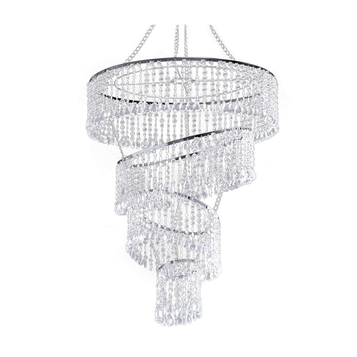 24" 4-Tier Acrylic Diamond Crystal Hanging Pendant Chandelier Silver