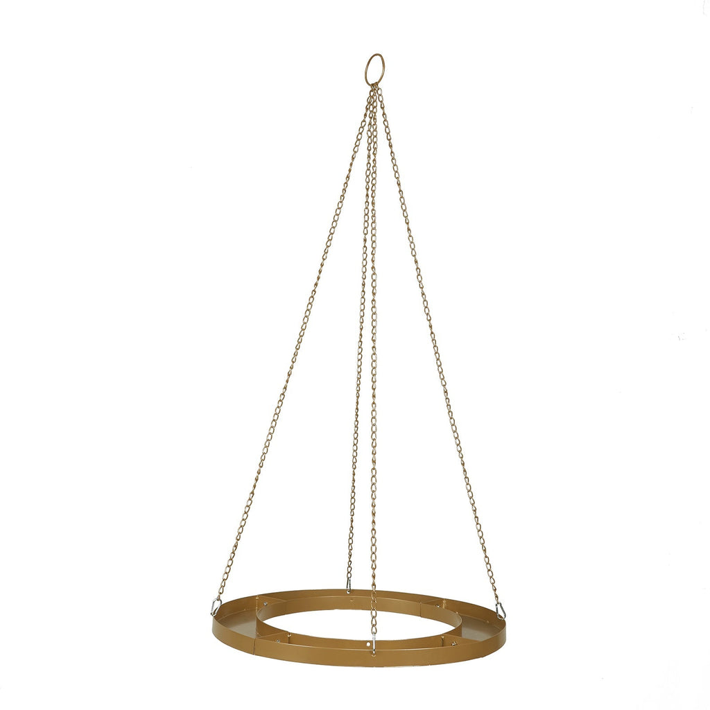24in Circular Hanging Metal Floral Chandelier Frame Gold