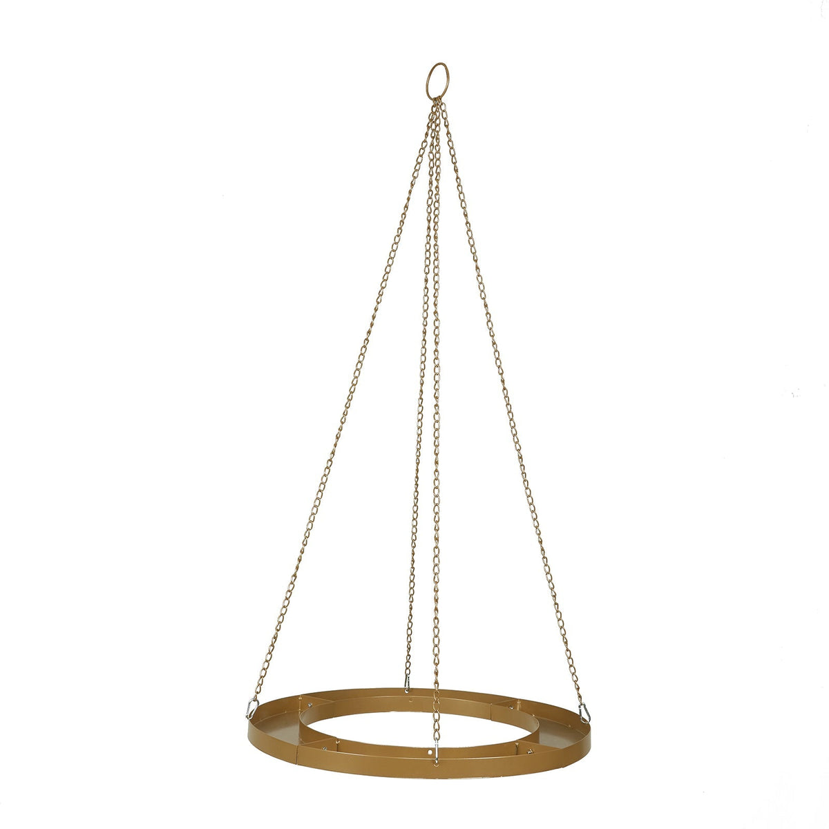 24in Circular Hanging Metal Floral Chandelier Frame Gold