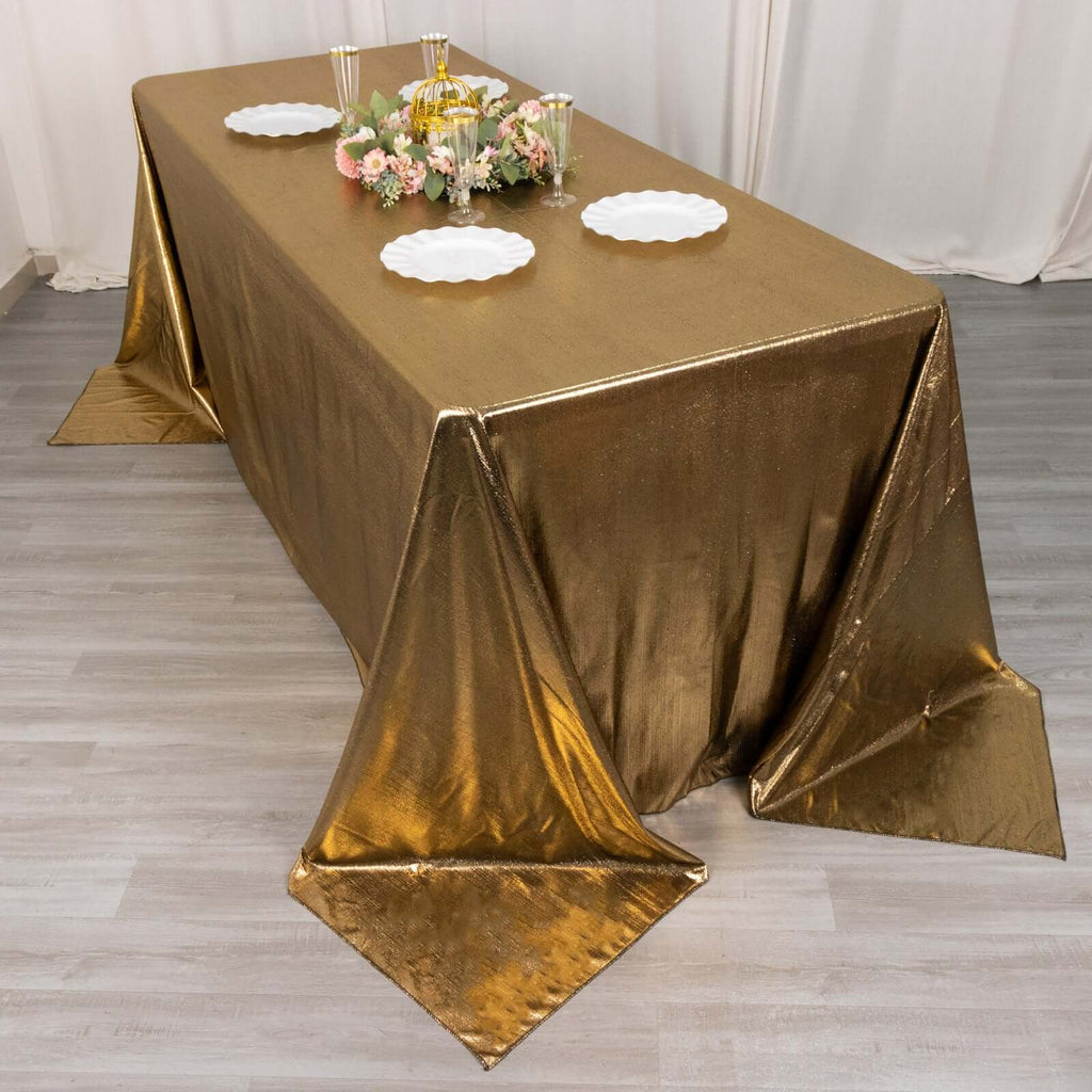 Sequin Dots Polyester Tablecloth 90x132 Antique Gold
