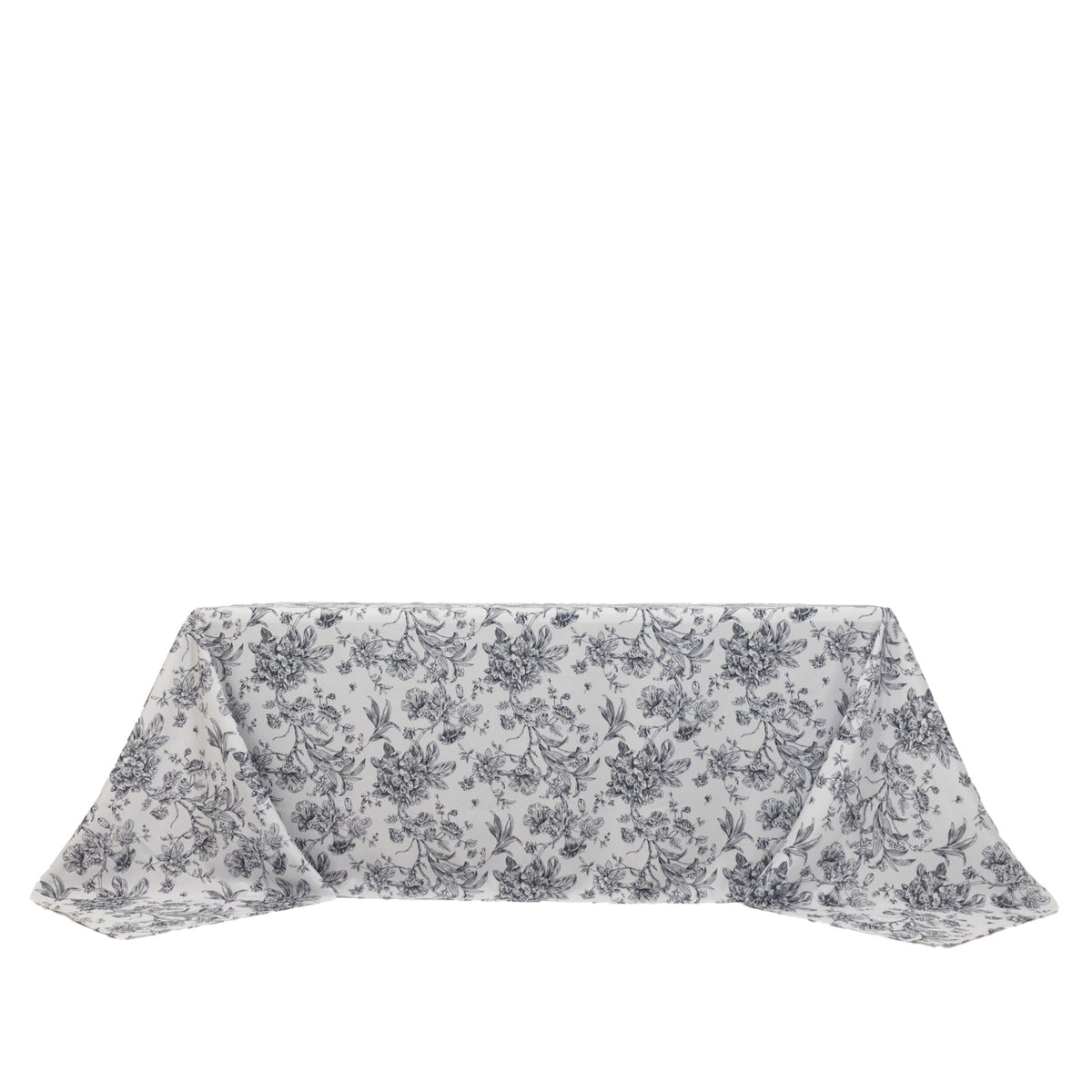 90x132in Rectangular Oblong Polyester Tablecloth French Toile White Black