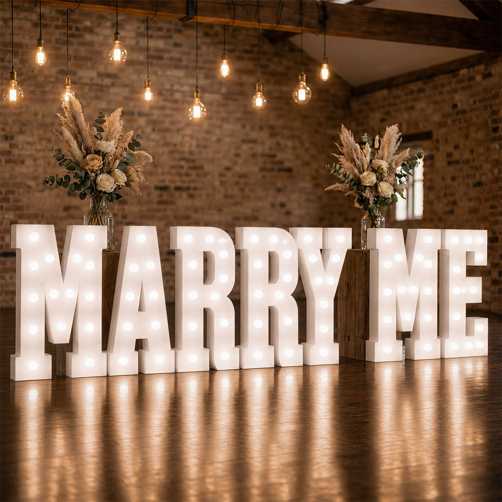 4ft Pre-Cut Foam Board Giant LED Marquee Light Letters MARRY ME White