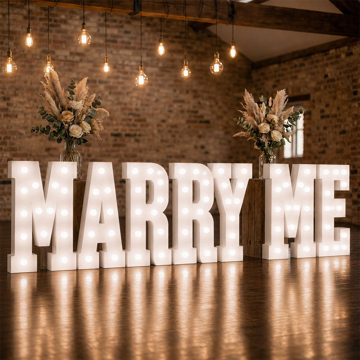4ft Pre-Cut Foam Board Giant LED Marquee Light Letters MARRY ME White