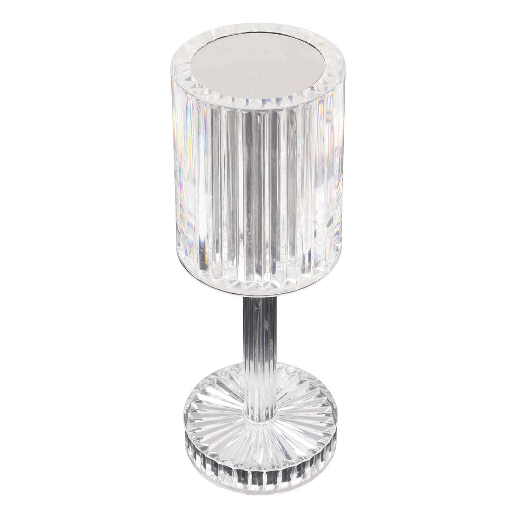 10 Inch Cylinder Acrylic Rechargeable Cordless LED Table Lamp Clear