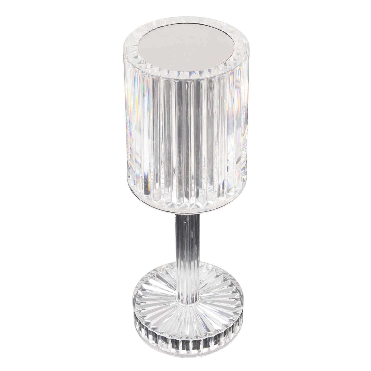 10 Inch Cylinder Acrylic Rechargeable Cordless LED Table Lamp Clear