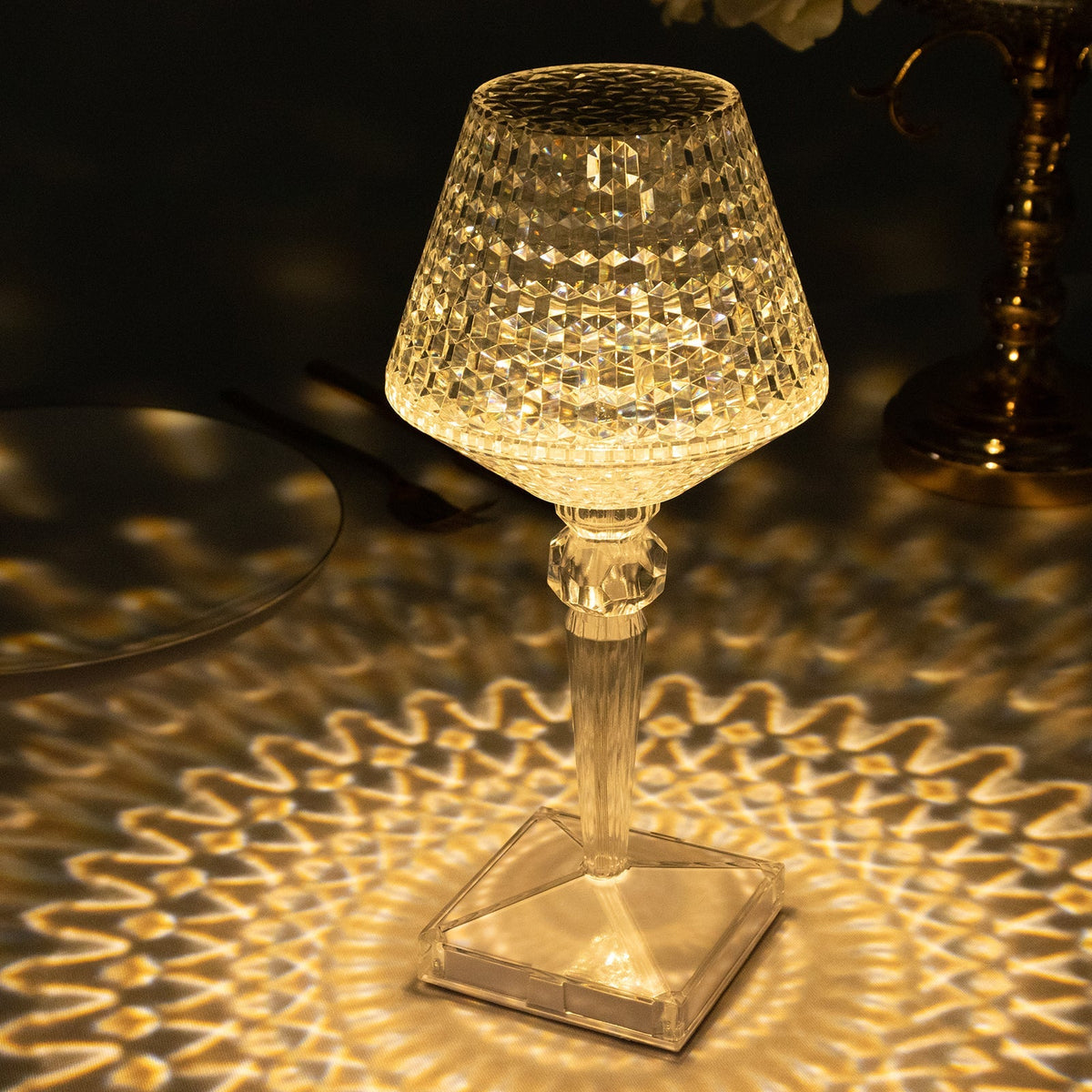 10.5" Acrylic LED Table Lamp Wine Cup Clear
