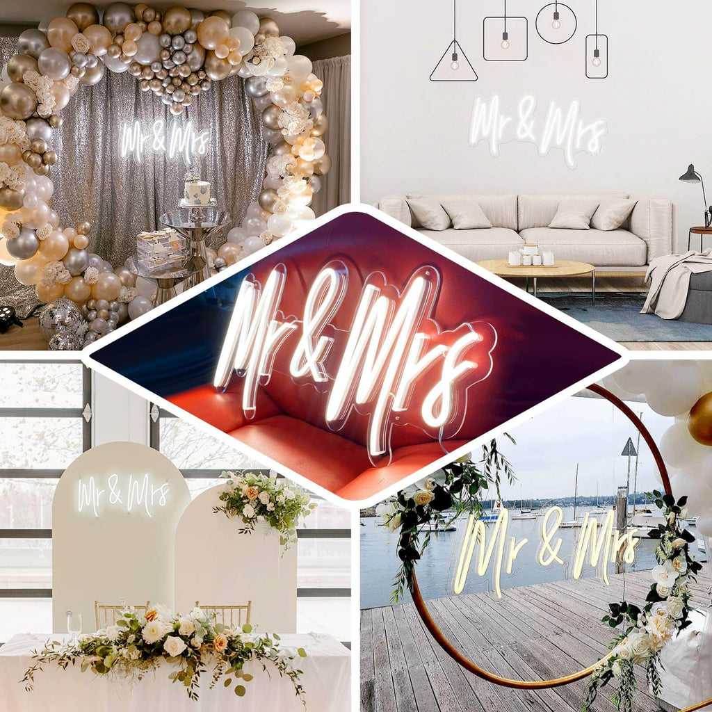 33" Mr and Mrs Neon Light Sign Warm White