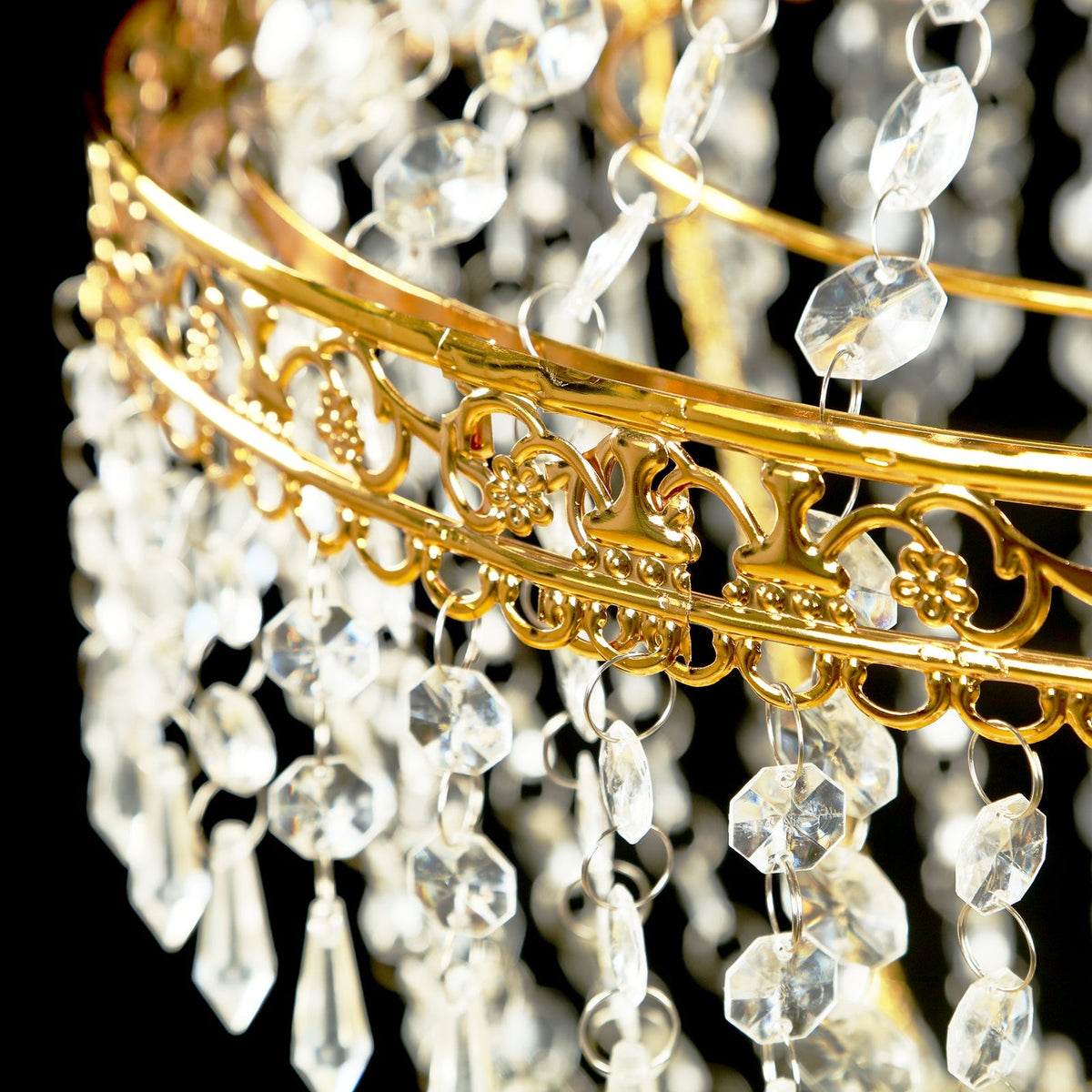 5ft Empire Style Beaded Crystal Chandelier Gold