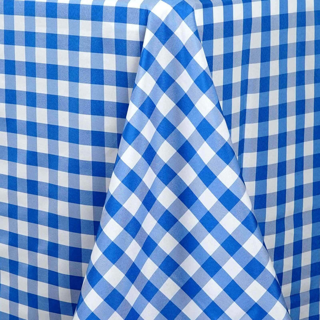 90x132in Rectangular Oblong Polyester Tablecloth White Blue