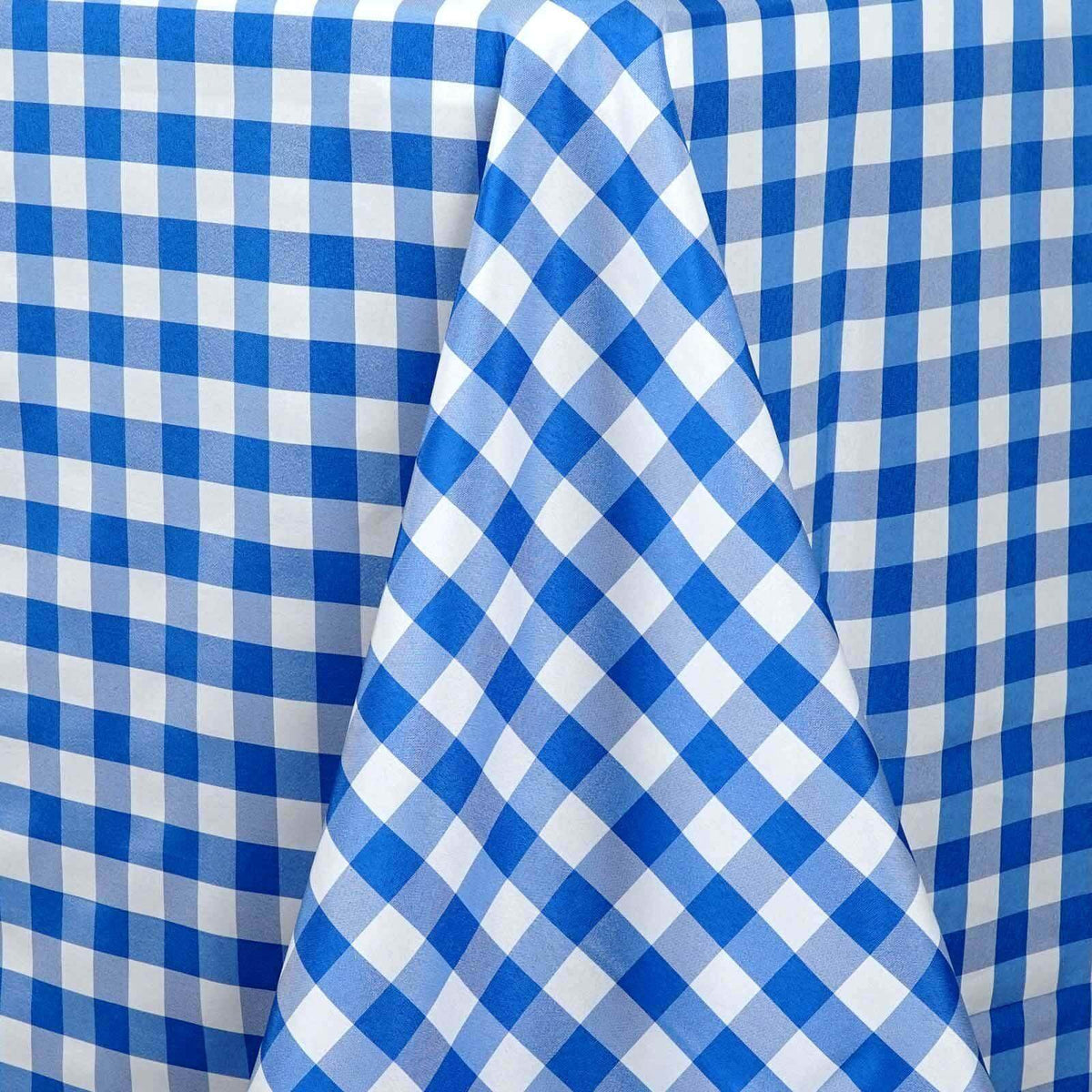 90x132in Rectangular Oblong Polyester Tablecloth White Blue