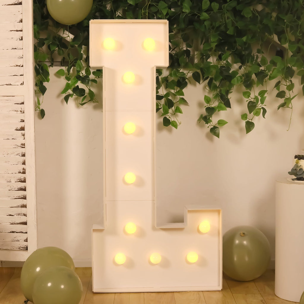 4ft Pre-Cut Foam Board Giant LED Marquee Light Letter L White