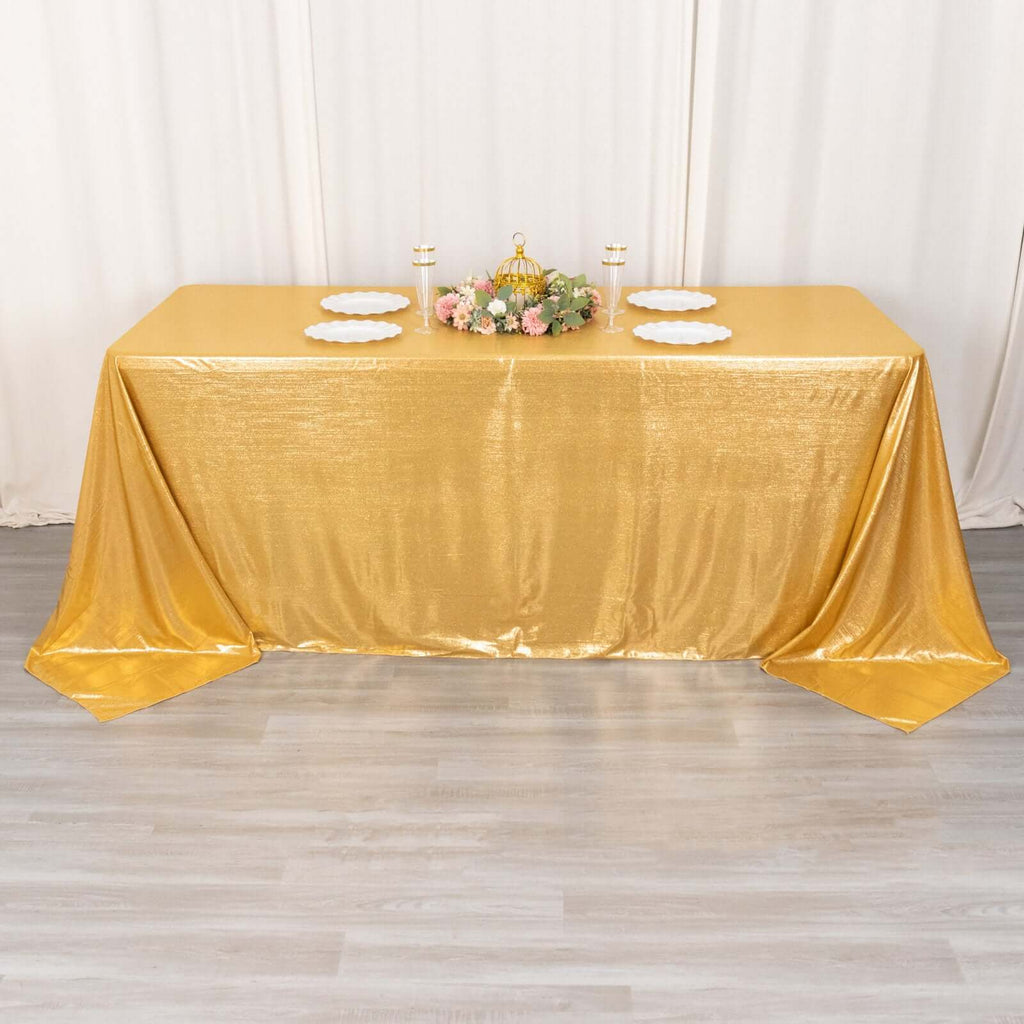Sequin Dots Polyester 90x132 Inch Rectangle Tablecloth Gold