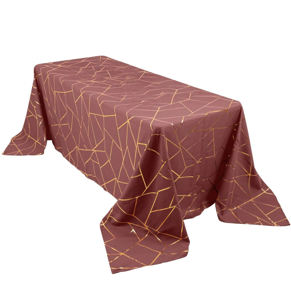 90x132in Rectangular Oblong Polyester Tablecloth Cinnamon Rose