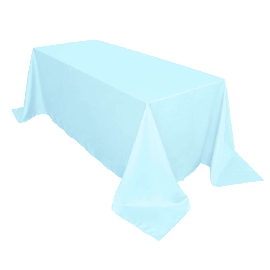 90x132 Inch Oblong Polyester Tablecloth Light Blue