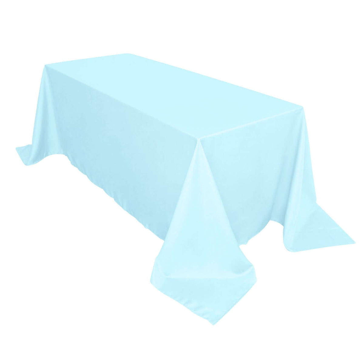 90x132 Inch Oblong Polyester Tablecloth Light Blue