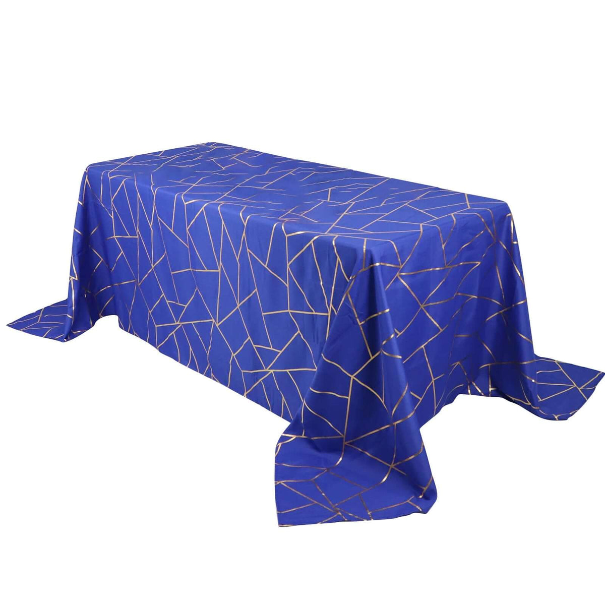 Polyester 90x132 Inch Rectangle Tablecloth Royal Blue with Gold Foil