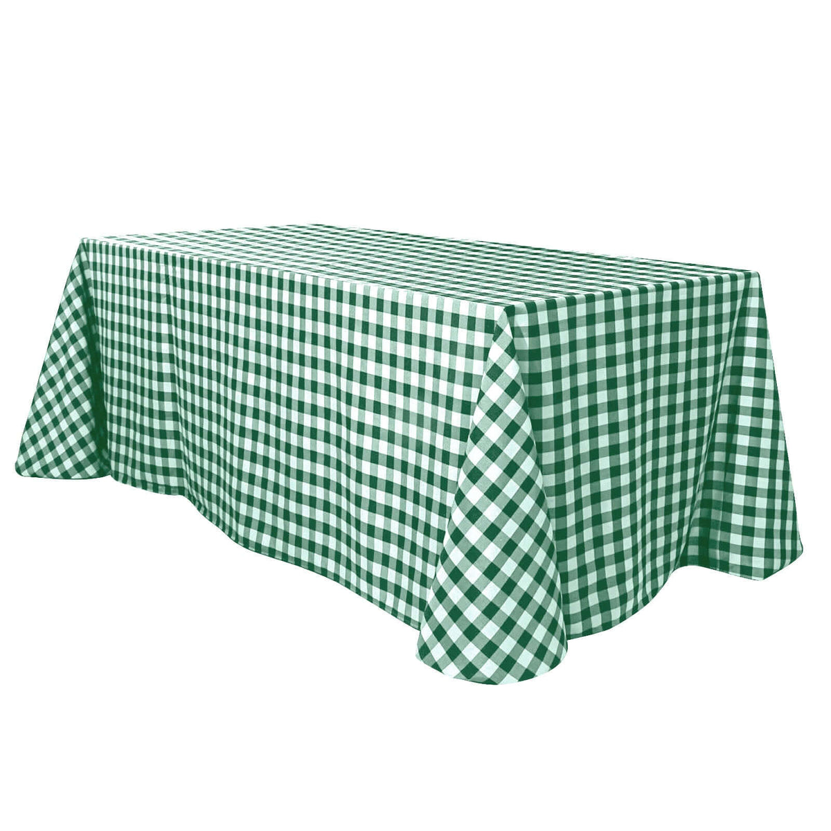 Polyester 90x132 Inch Oblong Checkered Tablecloth White Green