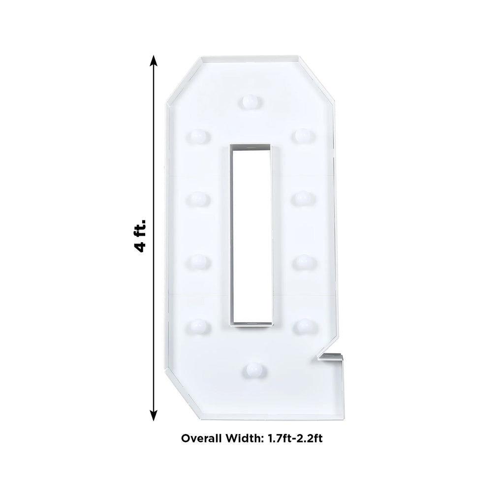 4ft Giant LED Marquee Light Up Letter Q White Foam Board