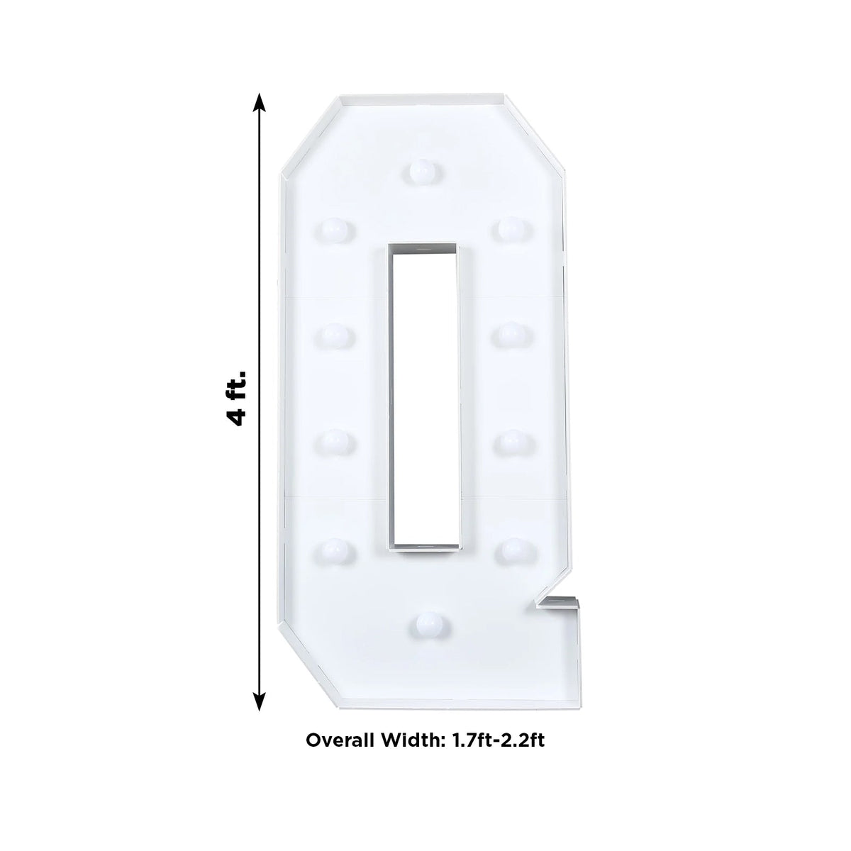 4ft Giant LED Marquee Light Up Letter Q White Foam Board