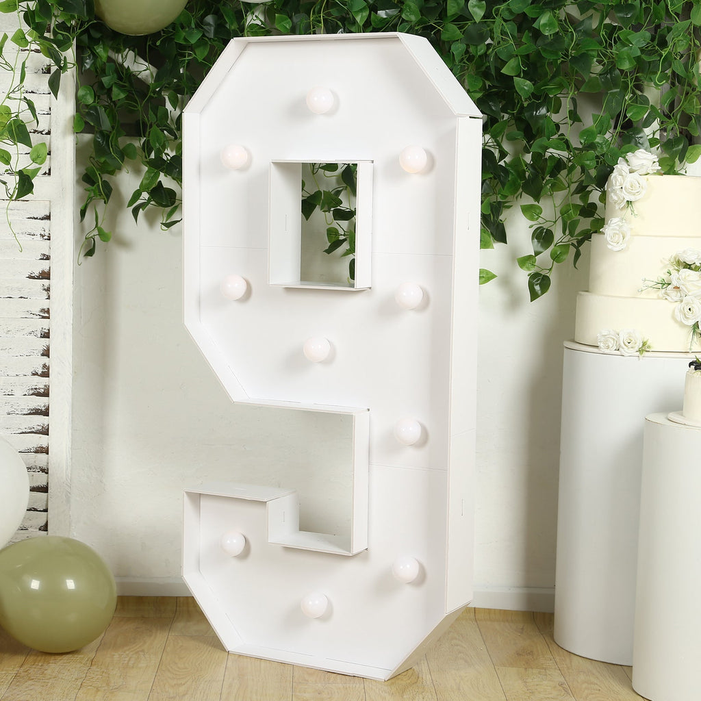 Giant 4ft LED Marquee Light Up Number 9 White Foam Board