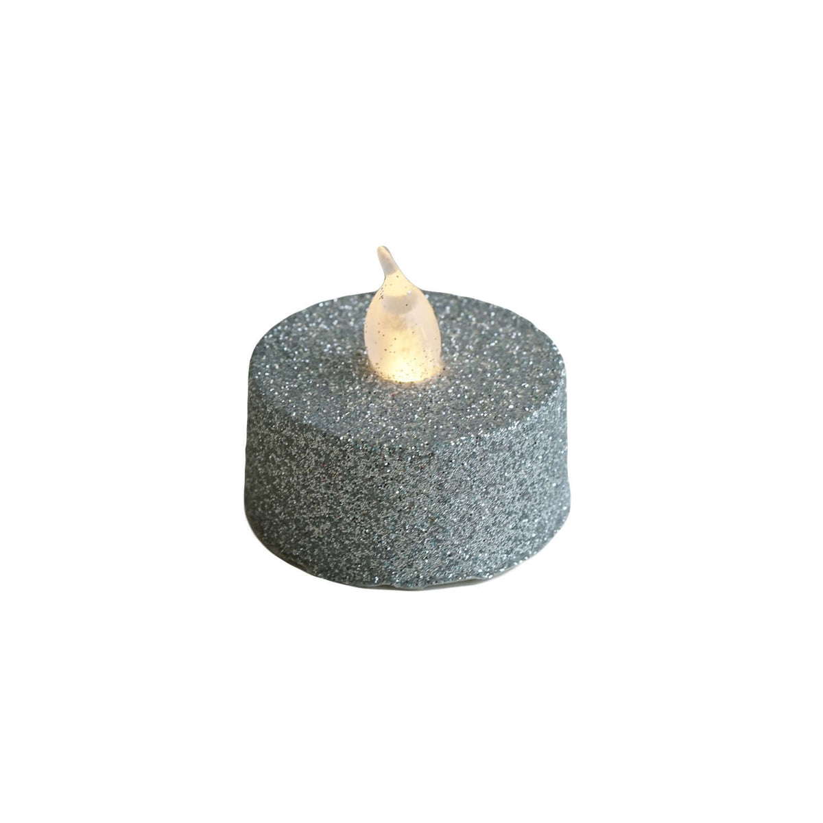 12-Pack LED Tealight Candles Glitter Silver 1.5x1.5in