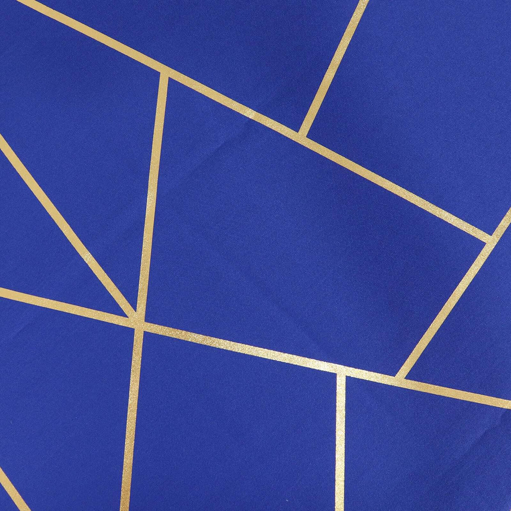 Polyester 90x132 Inch Rectangle Tablecloth Royal Blue with Gold Foil