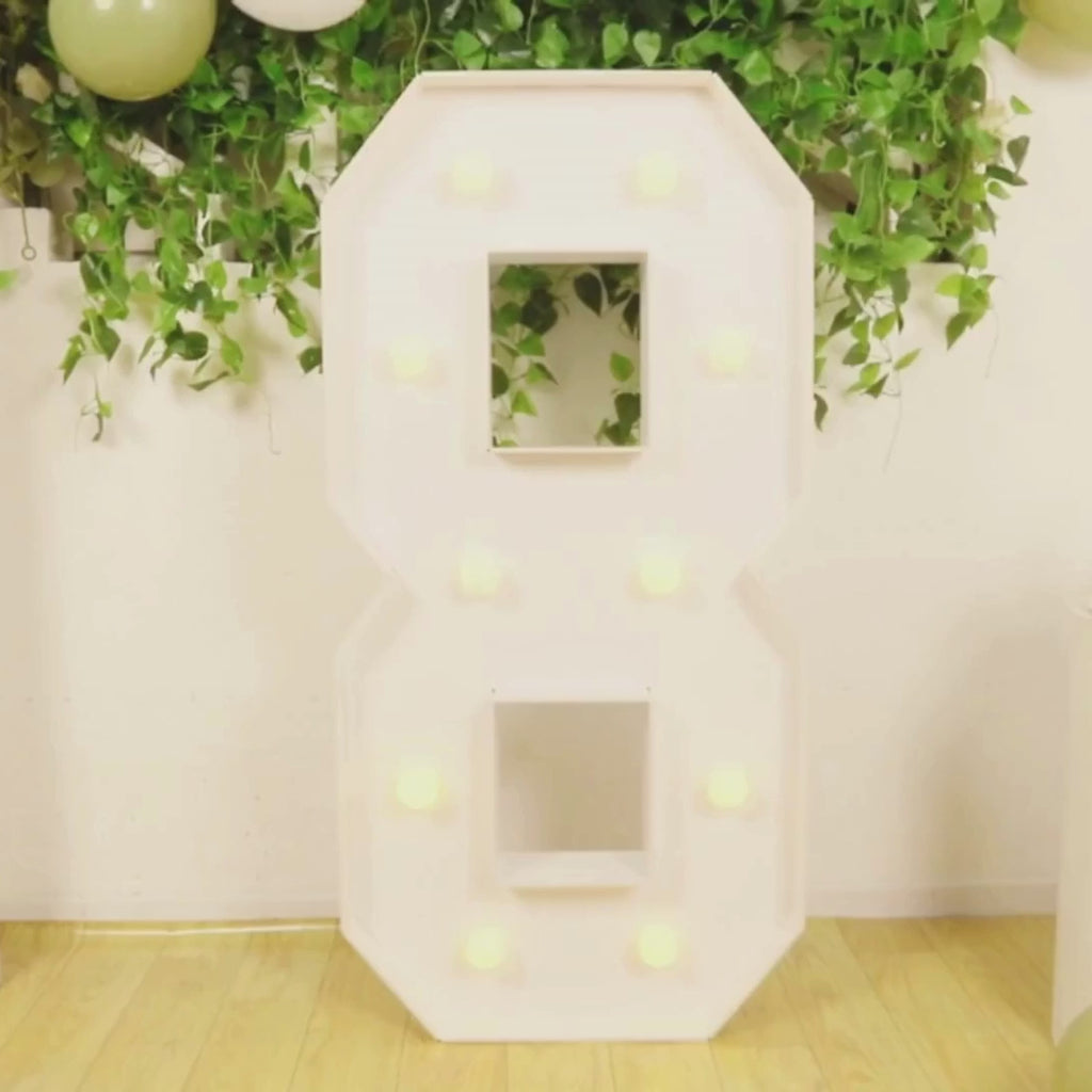 4ft Giant LED Marquee Light up Number 8 Foam Board White