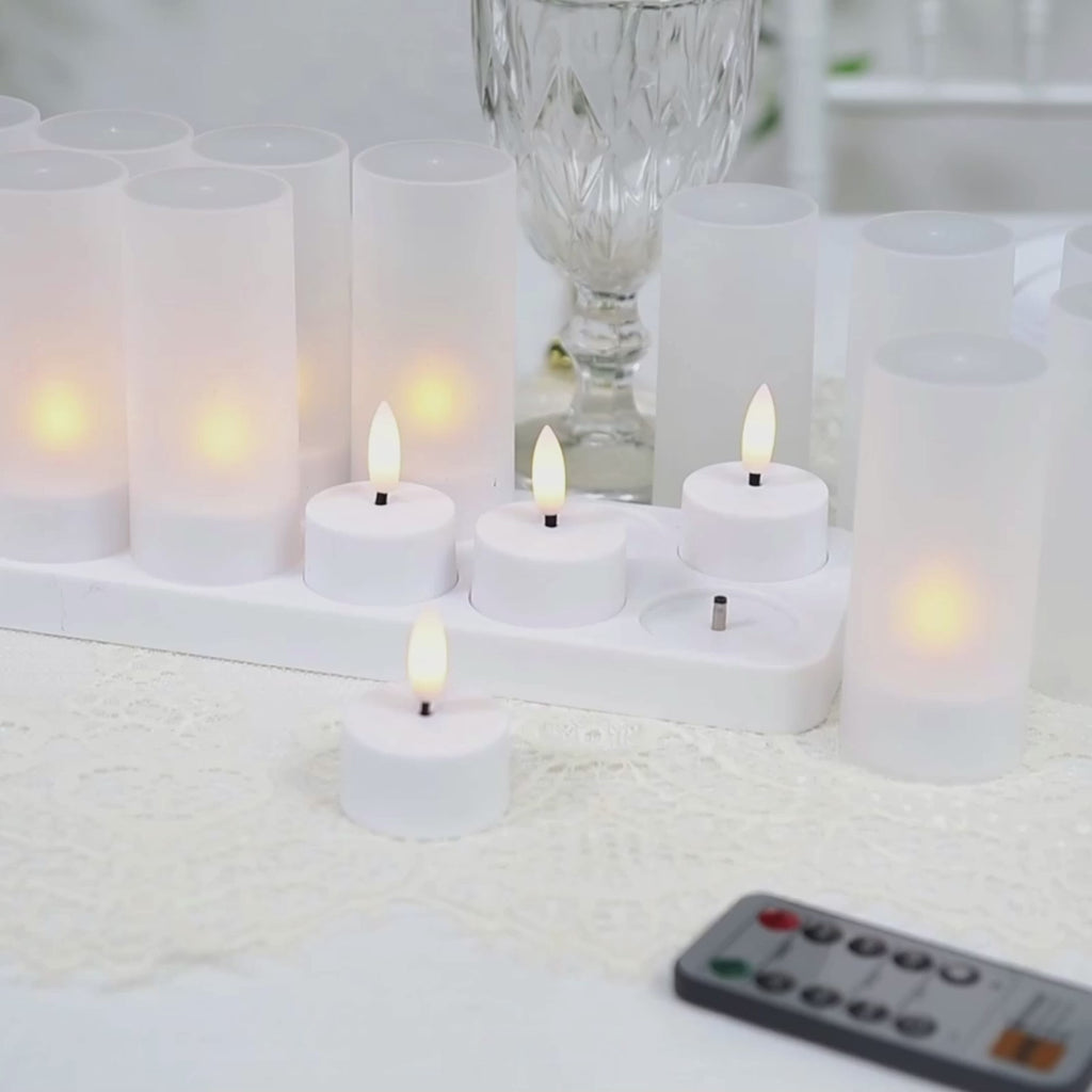 12 Pack Rechargeable LED Tea Light Candles White