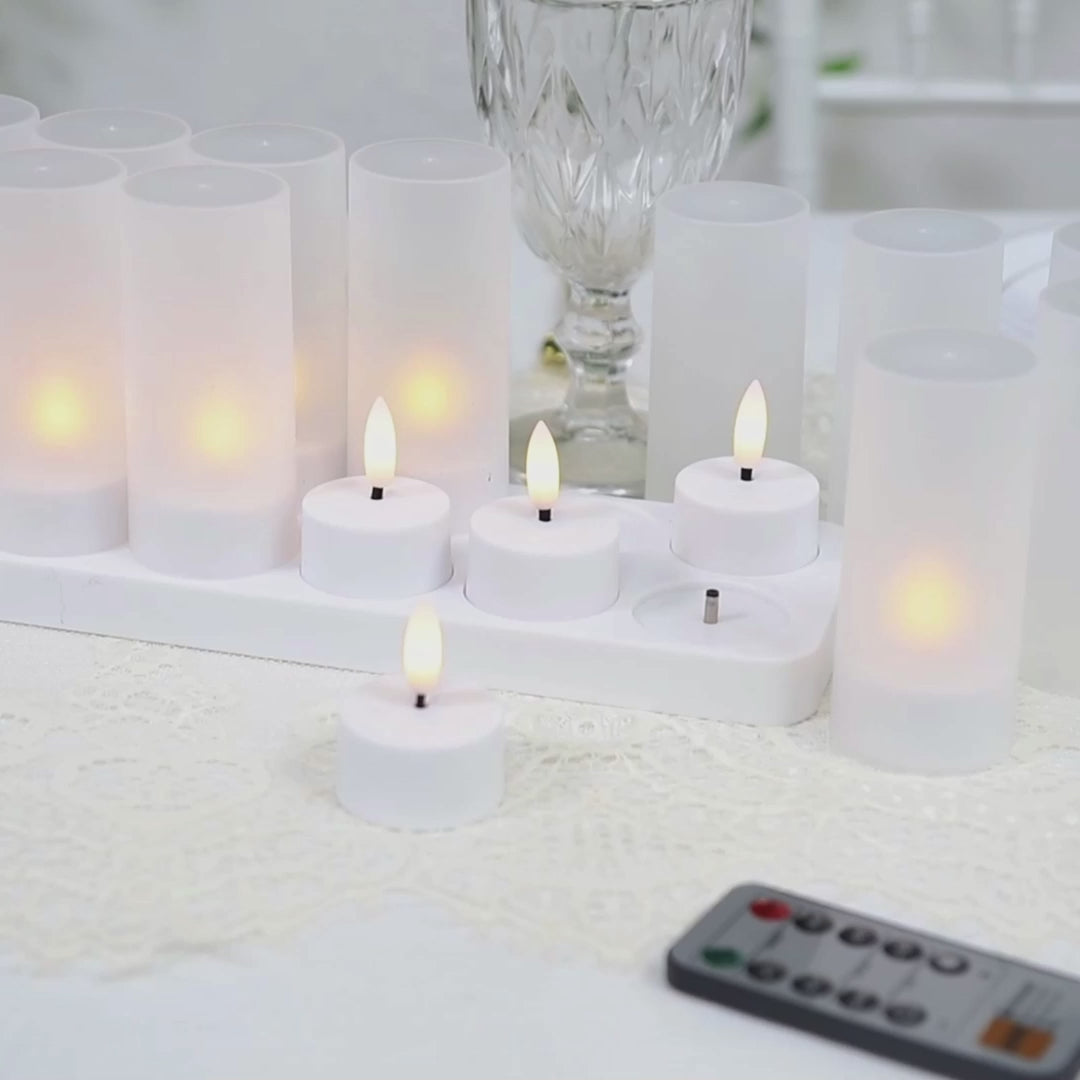 12 Pack Rechargeable LED Tea Light Candles White