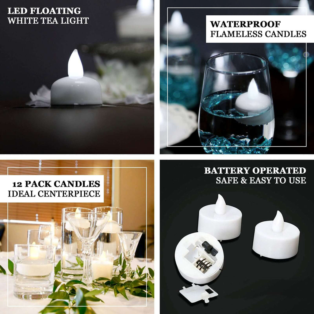 12-Pack Waterproof Floating Flameless LED Tealight Candles Cool White