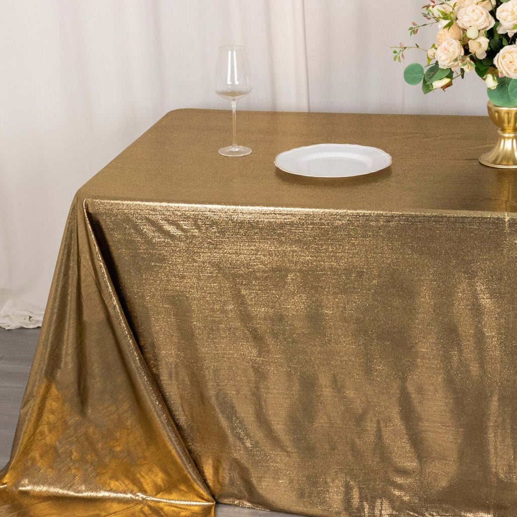 Sequin Dots Polyester Tablecloth 90x132 Antique Gold