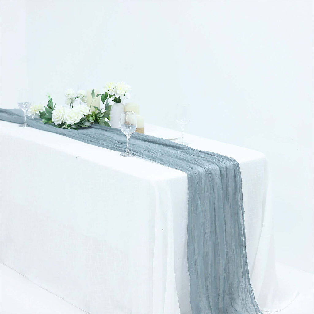 Gauze Cheesecloth 10ft Table Runner Dusty Blue Rustic Boho Style