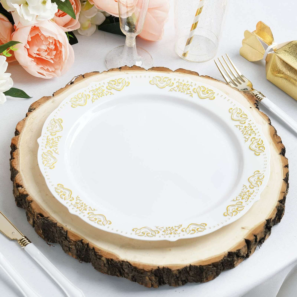 15in Round Bark Edge Poplar Wood Slice Charger Plate
