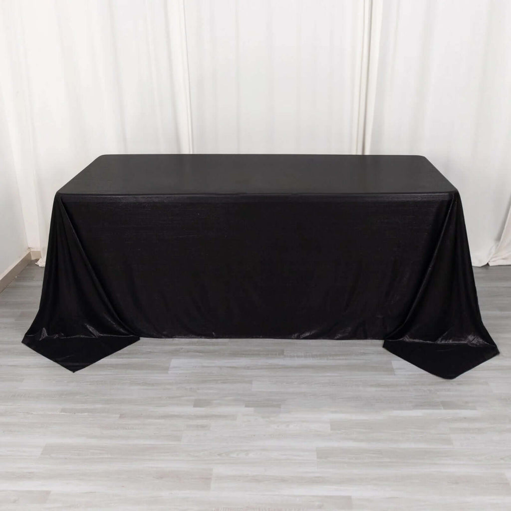 90x132 Inch Rectangular Oblong Sequin Dots Polyester Tablecloth Black