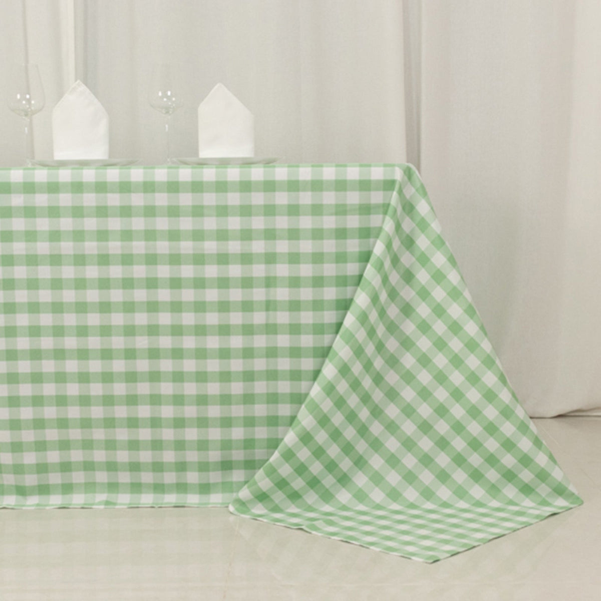 Polyester 90x132 Inch Rectangle Tablecloth White Sage Green