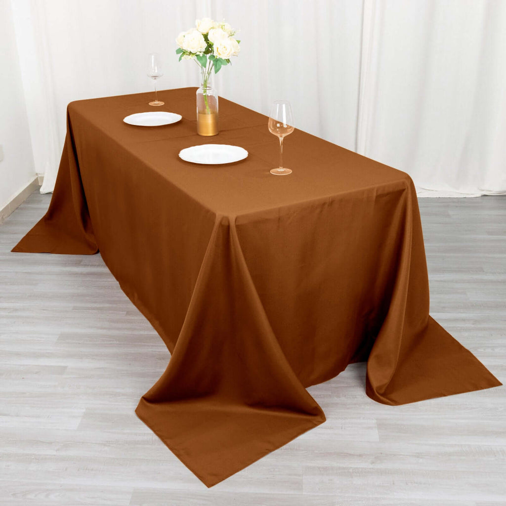 Polyester 90x132 Inch Rectangle Tablecloth Cinnamon Brown