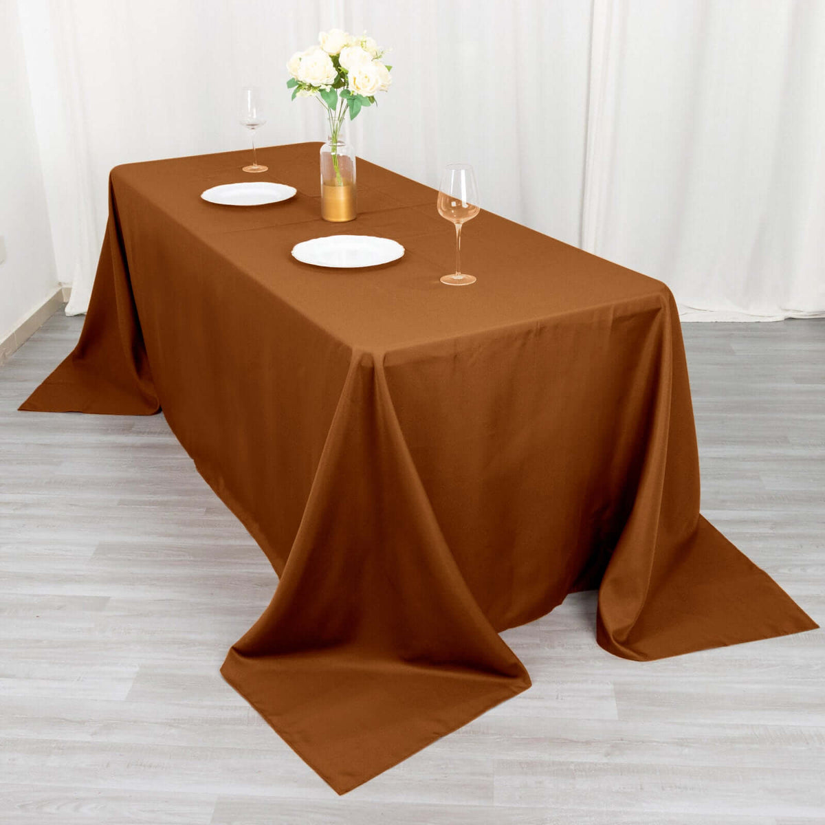 Polyester 90x132 Inch Rectangle Tablecloth Cinnamon Brown