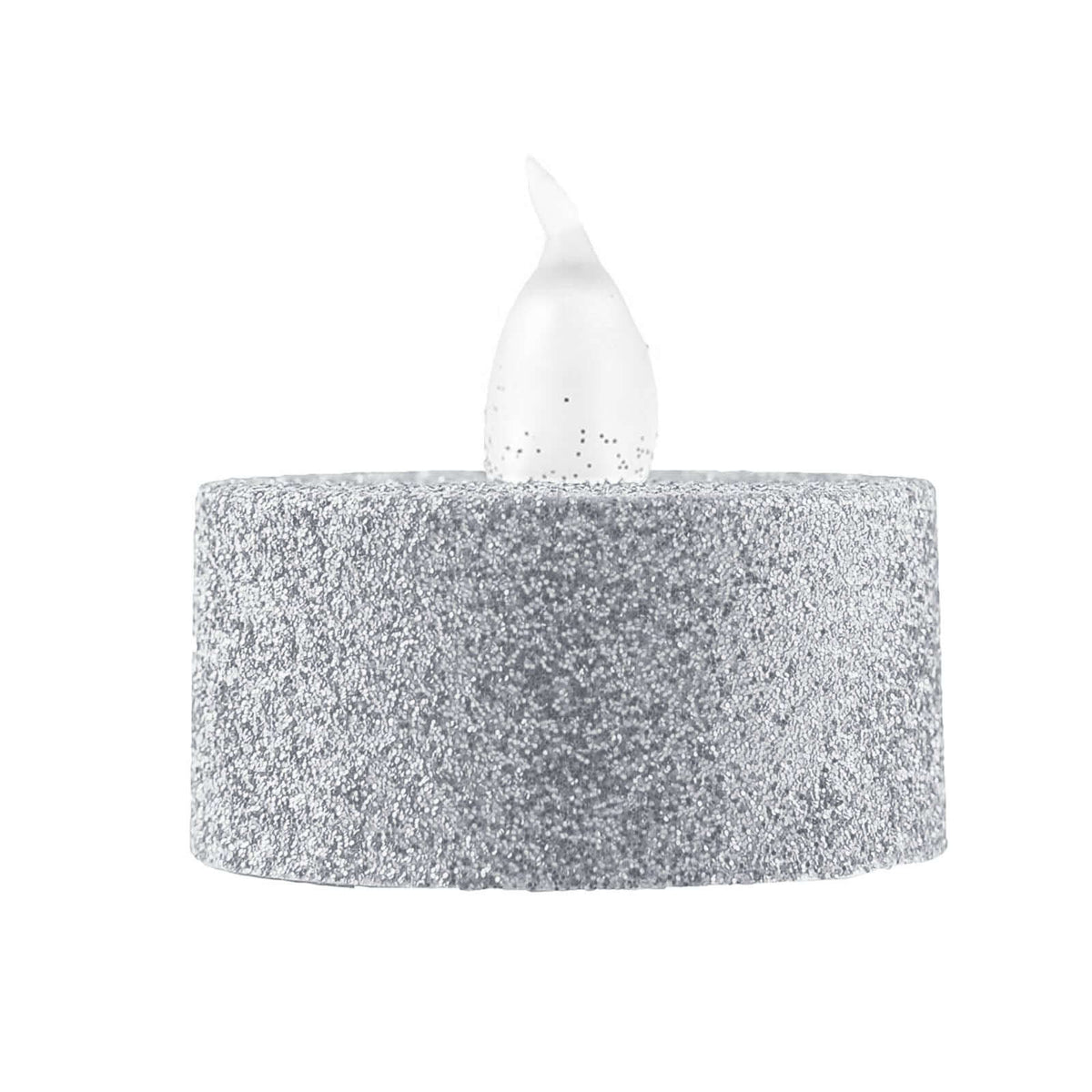 12-Pack LED Tealight Candles Glitter Silver 1.5x1.5in