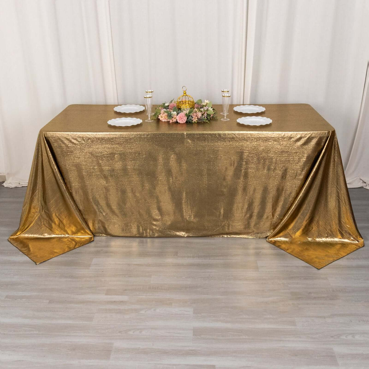Sequin Dots Polyester Tablecloth 90x132 Antique Gold
