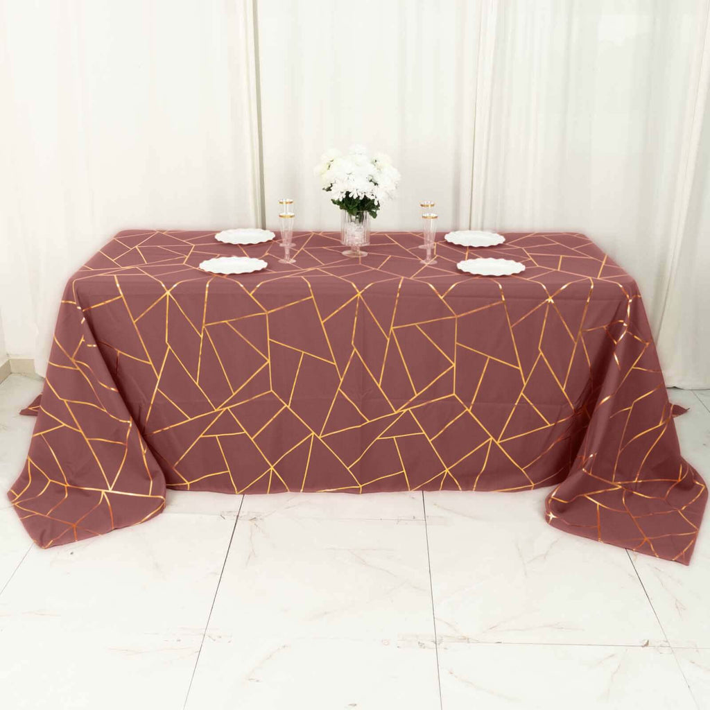 90x132in Rectangular Oblong Polyester Tablecloth Cinnamon Rose