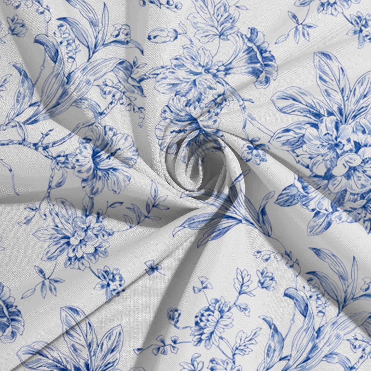 Polyester 90x132 Inch Rectangle Tablecloth Blue French Toile