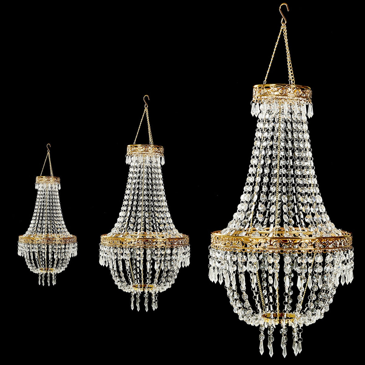 5ft Empire Style Beaded Crystal Chandelier Gold