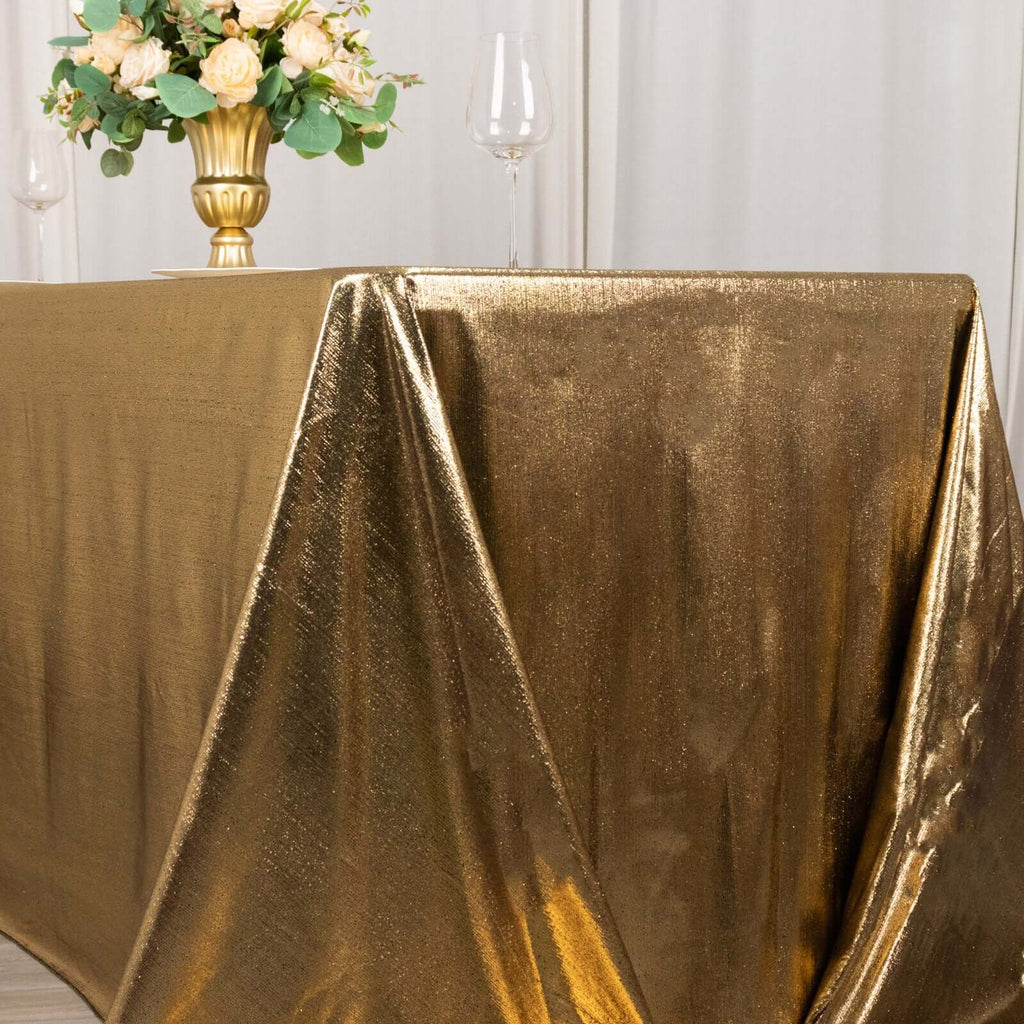 Sequin Dots Polyester Tablecloth 90x132 Antique Gold