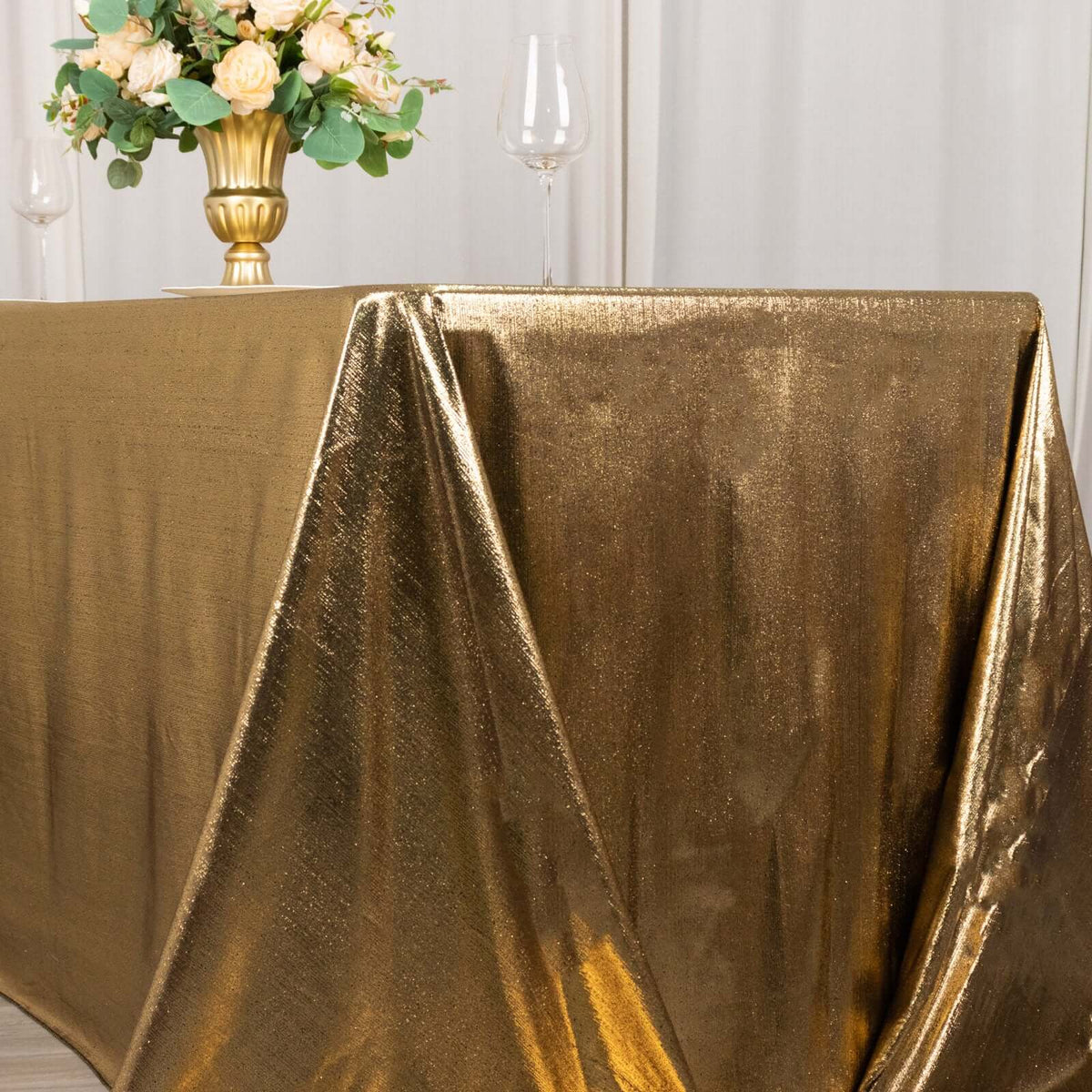 Sequin Dots Polyester Tablecloth 90x132 Antique Gold