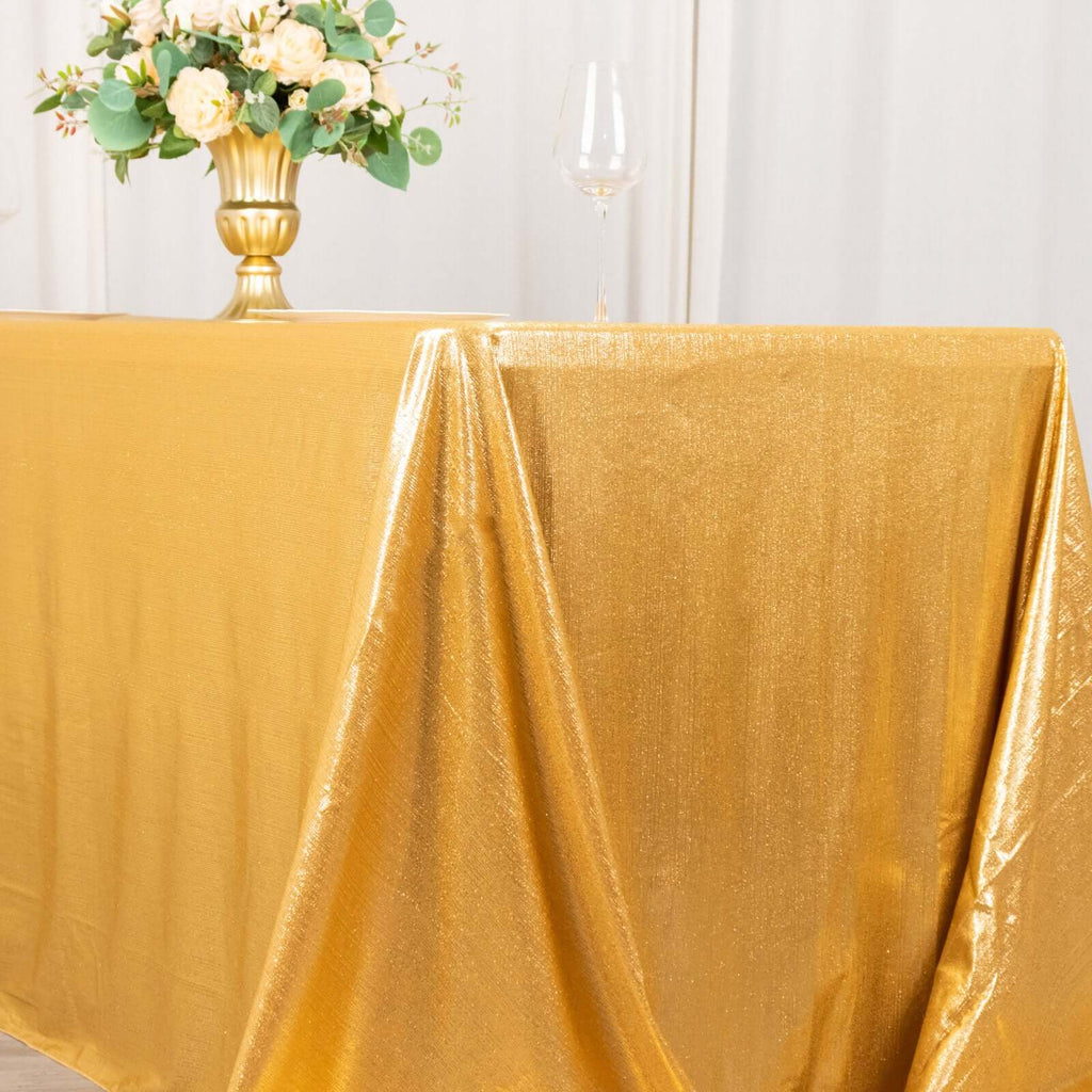 Sequin Dots Polyester 90x132 Inch Rectangle Tablecloth Gold