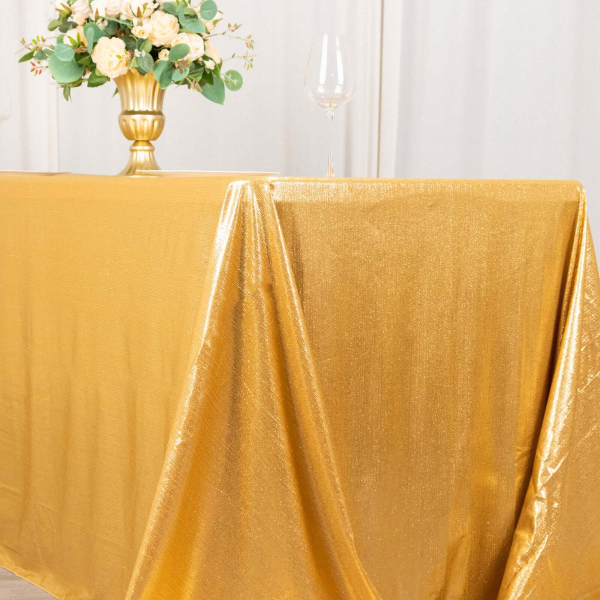 Sequin Dots Polyester 90x132 Inch Rectangle Tablecloth Gold