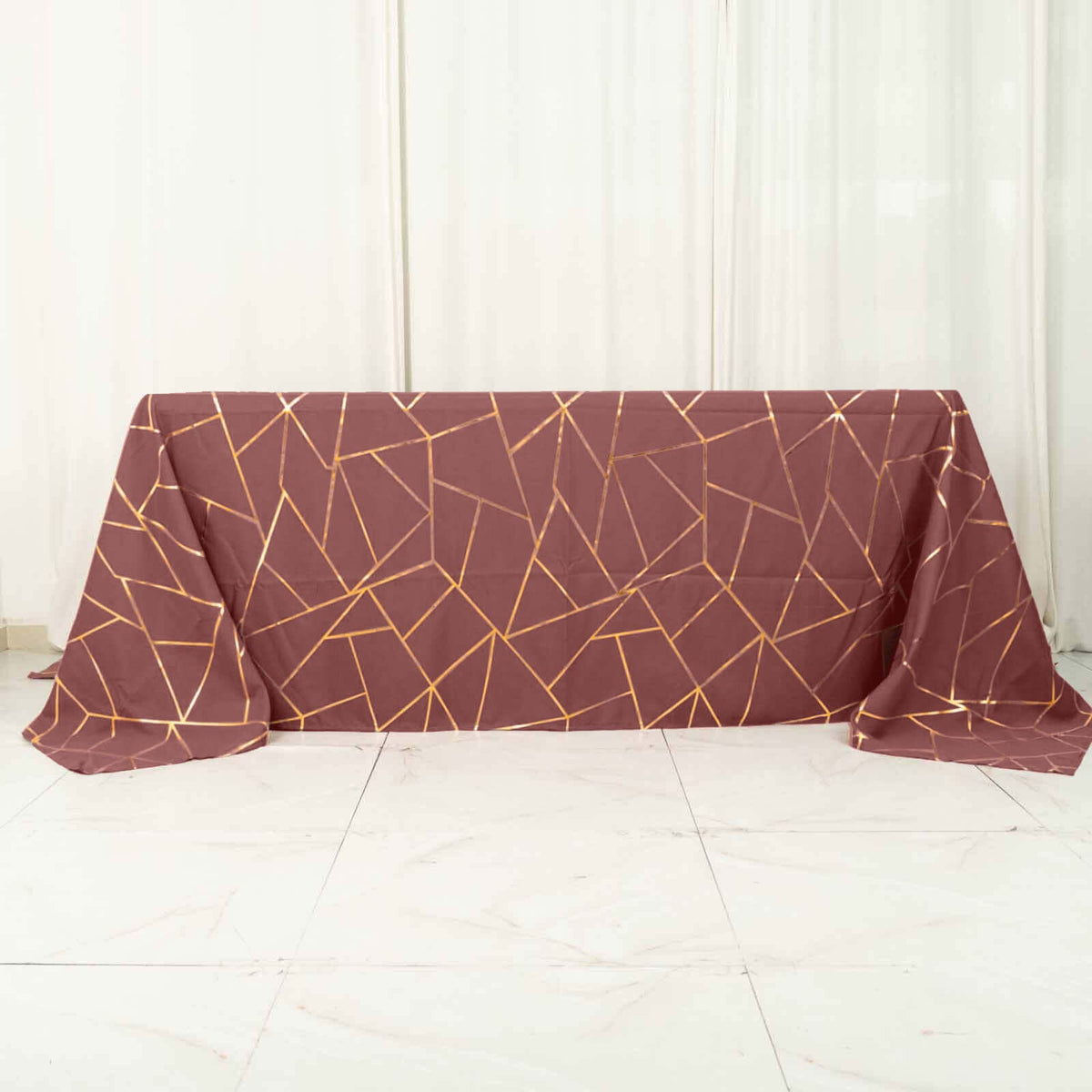 90x132in Rectangular Oblong Polyester Tablecloth Cinnamon Rose